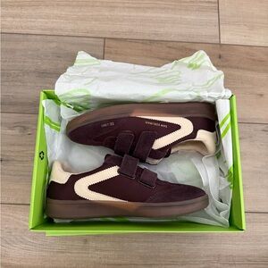 Sam Edelman Burgundy and Cream Velcro Sneakers